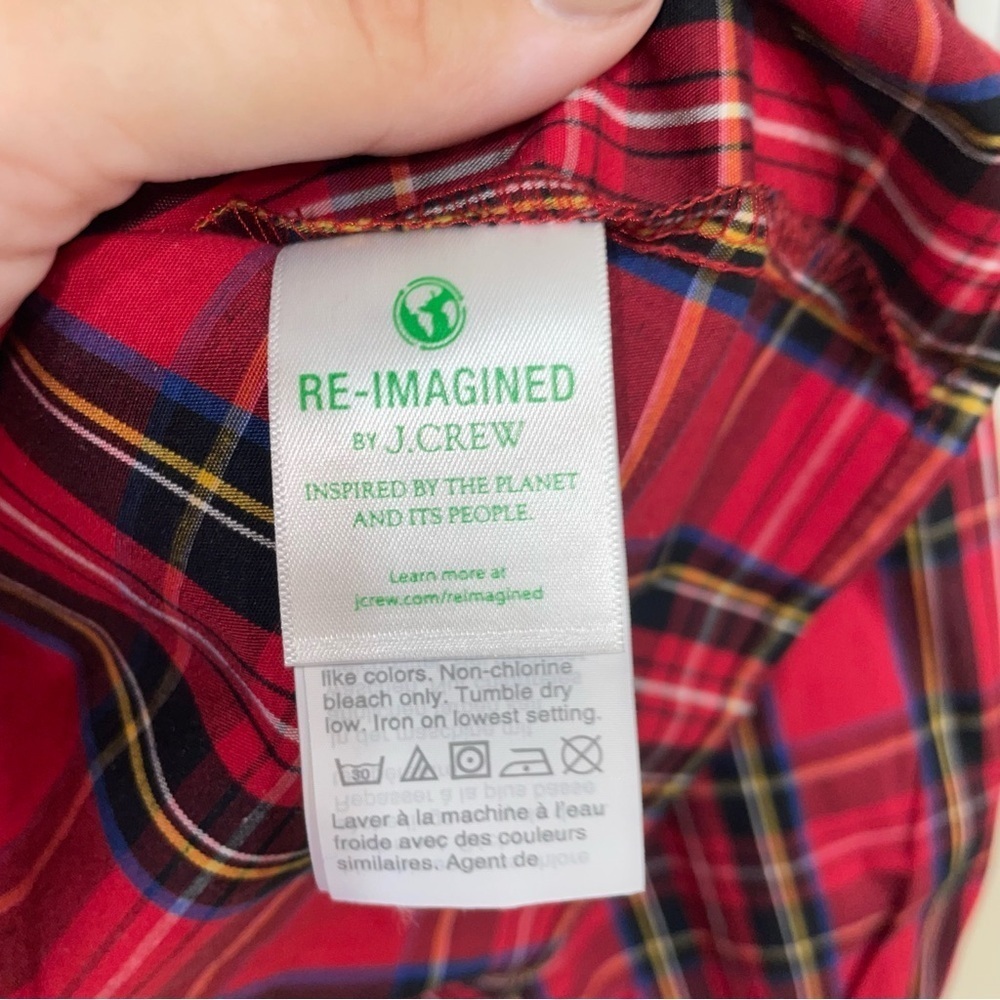 J Crew Tartan Christmas Plaid Ruffle Trim Woven Top Size Small - Picture 5 of 7